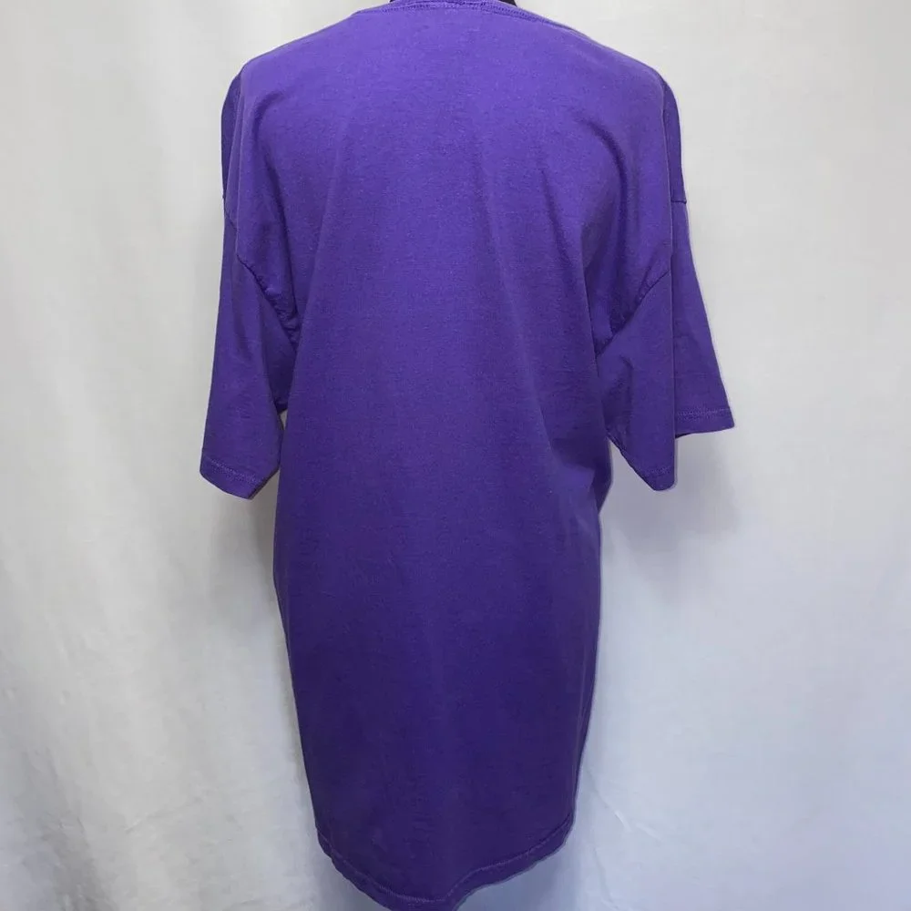 Disneyland Resort Vintage 90's Tinker Bell Square Neck Purple T-shirt Size L - Picture 3 of 6